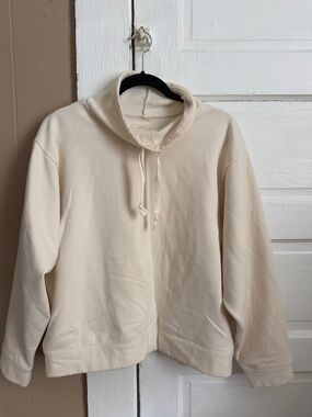 Madewell Cozy Cream Drawstring Funnel Neck Sweatshirt
